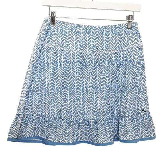 Vineyard Vines Womens S Golf Skort Ruffle Hem Blue Herringbone Pickleball - Picture 1 of 10